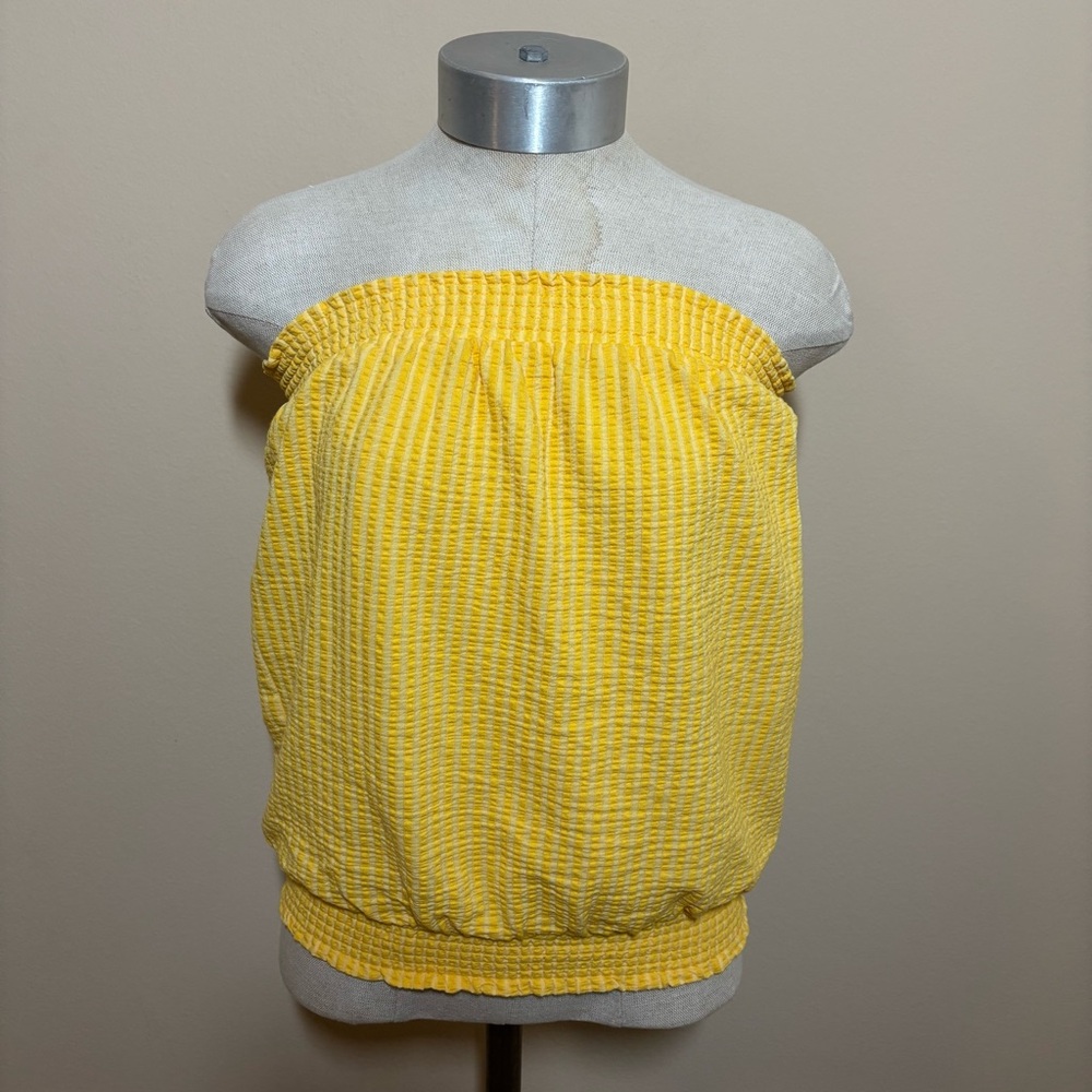 Anthropologie Yellow Strapless Blouse